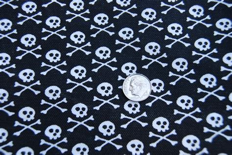 Pirate Fabric Skull Crossbones Black White Cotton Applique