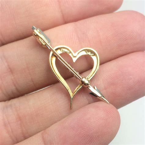 Mid Century Sweetheart Pin Gold Etsy