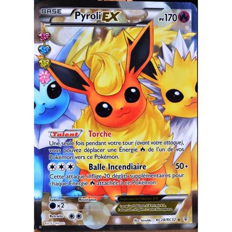 Carte Pokémon Rc28 Pyroli Ex 170 Pv Ultra Rare Full Art Rayonnement