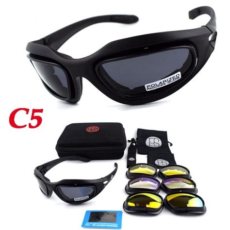 4 Lens Tactical C5 Polarized Sport Glasses Military Shooting Goggles Outdoor Sport Hiking