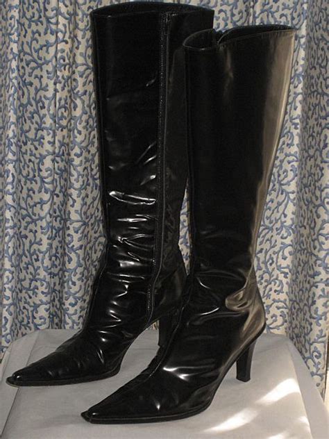 Vintage Knee High Black Patent Leather Italian Boots By Barbara Size From Victoriandreams On