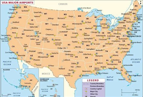 Mapa Portów Lotniczych Usa Położenie Portów Lotniczych I
