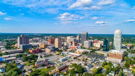 Downtown Winston Salem North Carolina Nc Skyline Aerial Stock Photo