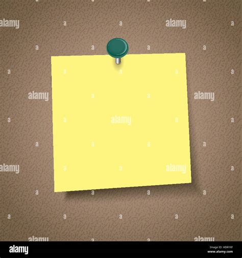 Blank Note Paper With Pin Isolated On Corkboard Stock Vector Image