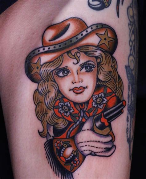 Neo Traditional Cowgirl Tattoo In 2021 Cowgirl Tattoos Hip Tattoos