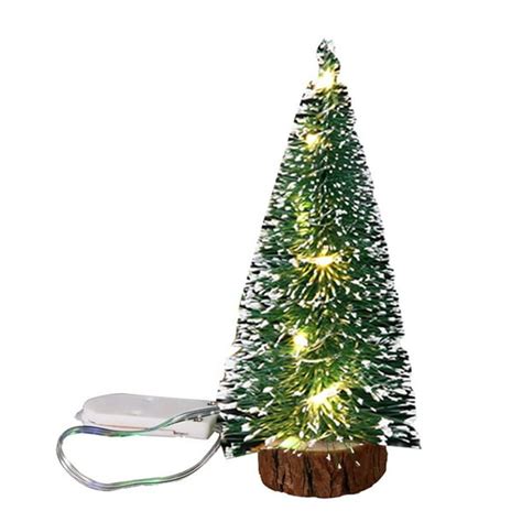 Mini Christmas Tree Decorationssmall Pine Tree With Wooden Bases Led