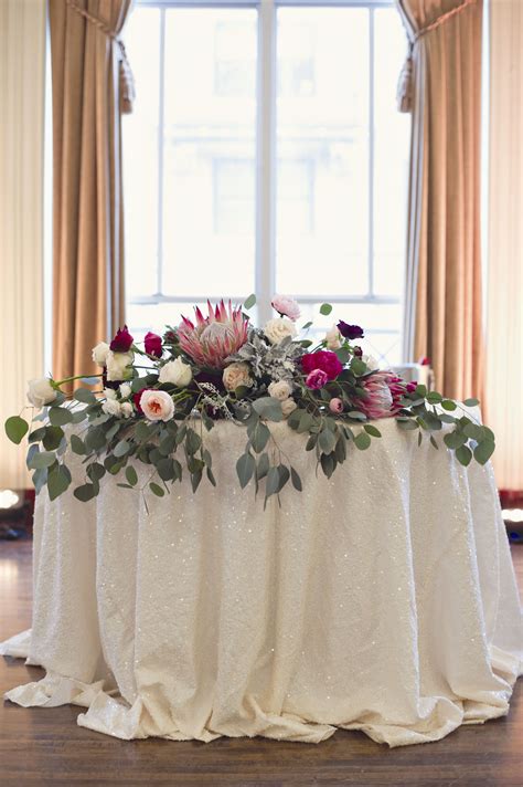 Lush Protea Centerpieces At A Wedding At The Colony Club In Detroit