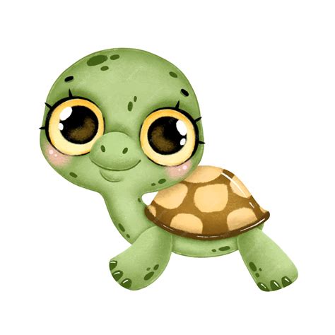Premium Vector Illustration Of A Cute Cartoon Baby Turtle With Big