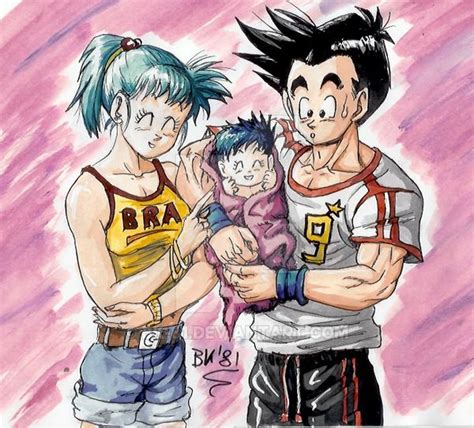 Goten And Bulla With Their Daughter Bra Dragon Ball Art Dragon Ball