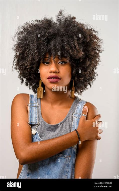 Young Black Woman Smiling Cheerful Stock Photo Alamy