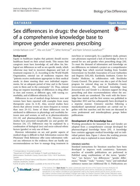 Pdf Sex Differences In Drugs The Development Of A Comprehensive Hot
