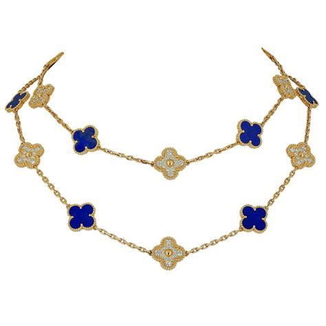 van cleef and arpels diamond lapis lazuli alhambra necklace at 1stdibs lapis lazuli van cleef