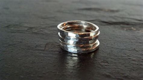 Sterling Silver Stack Rings Hammered Set Of 3 5 Or 7 Sterling