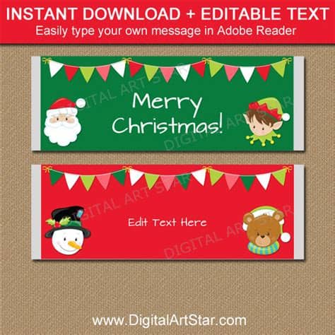 You can customize and personalize gifts with our sweet free printable candy bar wrappers. Christmas Candy Bar Wrappers PRINTABLE Christmas Candy