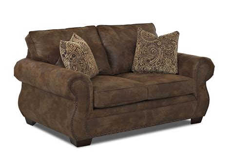 Traditional Loveseat With Rolled Arms And Nailhead Trim By Klaussner
