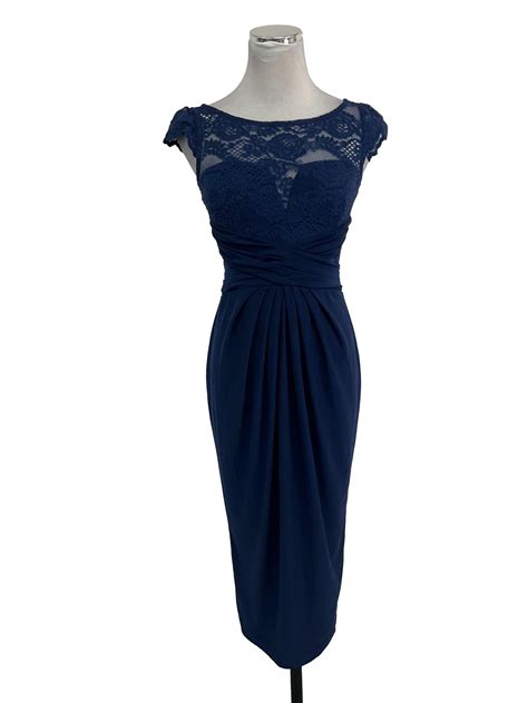 Asos Navy Blue Cowl Neck Lace Maxi Dress Womens Fashion Dresses