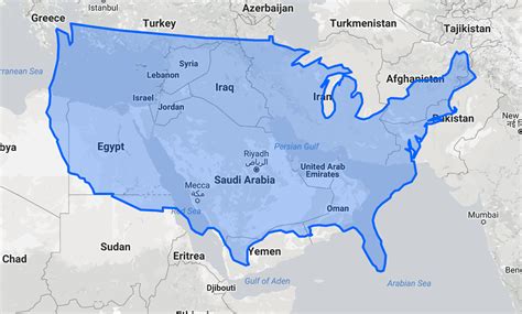The Middle East Compared To Contiguous Us Maps On The Web