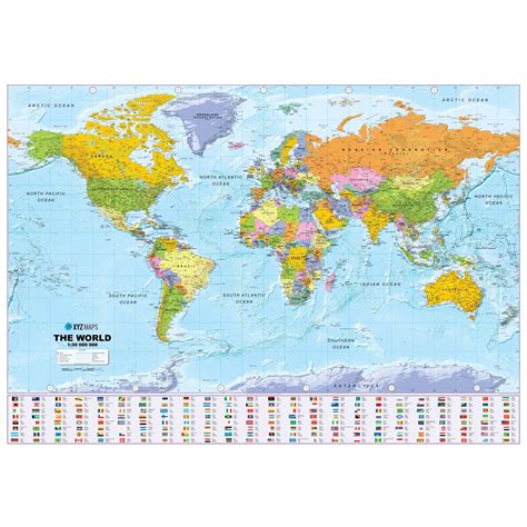 Scottish Large World Political Wall Map The Map Shop