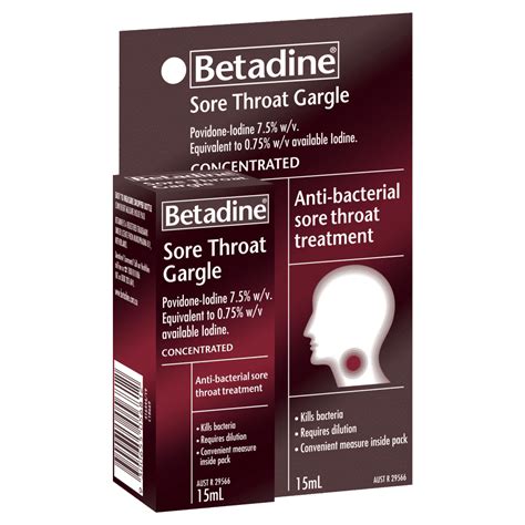 Betadine Concentrated Sore Throat Gargle 15ml Discount Chemist