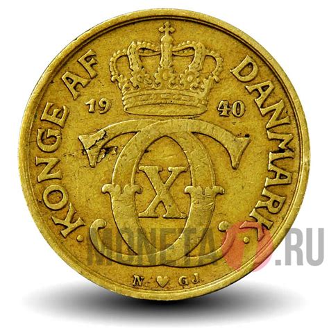 Купить 1 крона 1940 года Дания christian x в интернет магазине по цене 500 руб