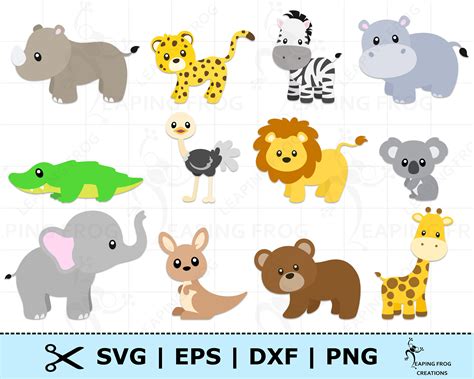 Jungle Animals Svg Png Safari Cricut Cut Files Layered Etsy Uk