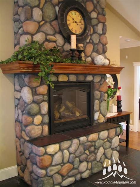 River Rock Manufactured Stone Fireplace River Rock Fireplaces Rock