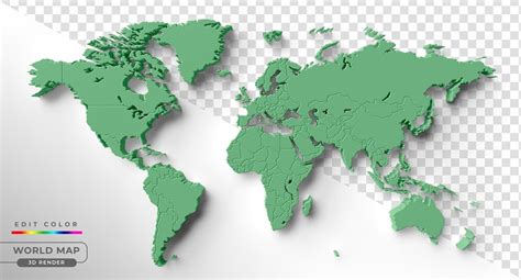 Renderização Realista Do Mapa Do Mundo 3d Psd Premium
