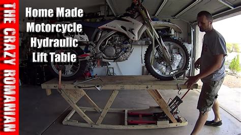 I need a rear/front lift for my motorcycle to do wheel work. Harbor Freight WOOD REPLICA Hydraulic motorcycle Lift Work table Home-Made - YouTube