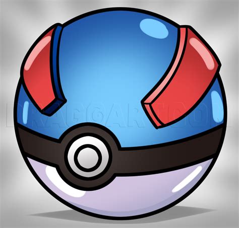 How To Draw A Great Ball From Pokemon Step By Step Drawing Guide By