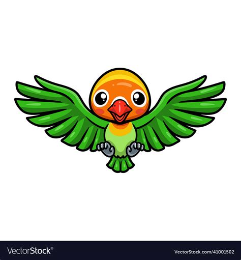 Cute Little Parrot Cartoon Flying Royalty Free Vector Image