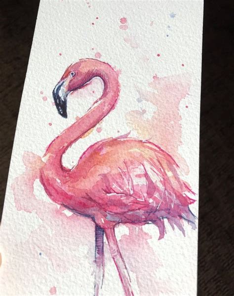 Pink Flamingo Watercolor Original Painting Flamingo Art By Olga