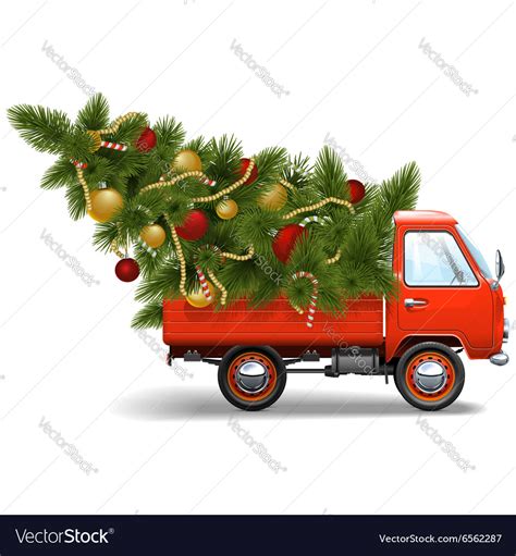 Red Christmas Truck Royalty Free Vector Image Vectorstock