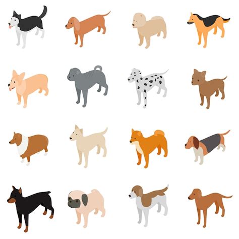 Dog Icons Set Premium Vector