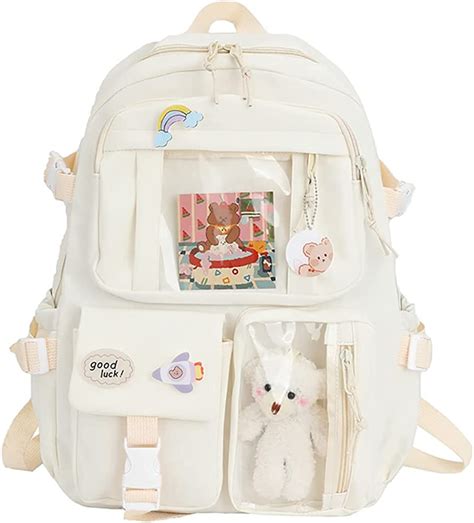 Xianxian Kawaii Backpack With Pendant Large Capacity Cute Bear
