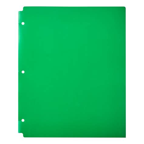 Pen Gear 2 Pocket Poly Folder 3 Hole Punch Letter Size Green