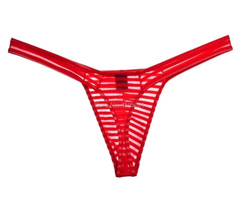 Men Sheer Thong Mesh Stripe Jockstrap Solid Micro Sexy Mens T Back Underwear Male Stretchy G