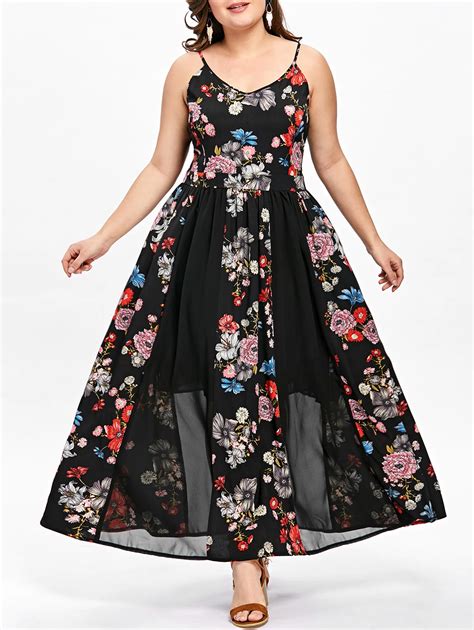 Buy Kenancy Plus Size Floral Print Bohemian Women Dress Spring Summer Double