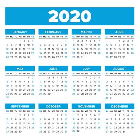 Simple 2020 Year Calendar Stock Vector Image By ©123sasha 130287400