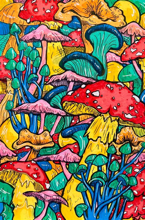 Download Explore The Psychedelic World Of Trippy Mushrooms Wallpaper Wallpapers Com