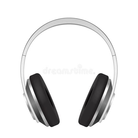 Earphones Realistic Silver Headphone Front View Audio Gadget With