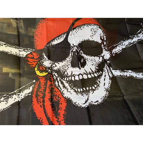 Pirate Jolly Roger Red Hat Flag 3 X 5 Ft Standard