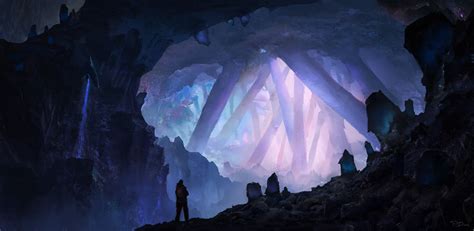 Artstation Crystal Cave Piotr Dura Fantasy Art Landscapes Crystal