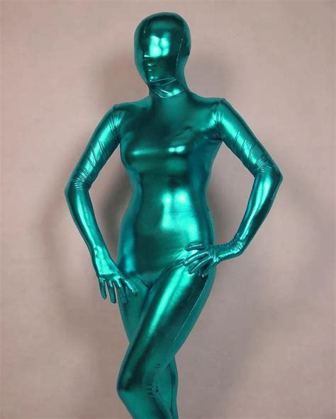Cosplay Sea Blue Full Body Spandex Latex Rubber Zentai Suit Catsuit