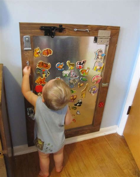 A Diy Magnetic Activity Board Kids Magnets Toddler Activity Board