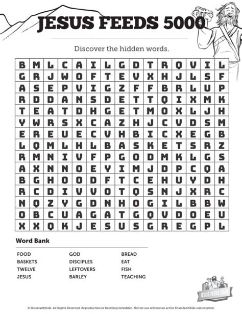 Sharefaith Media Jesus Feeds 5000 Bible Word Search Puzzles