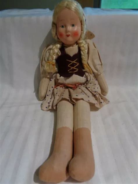 Vintage 50s Poland Mask Face Doll Cloth Body Celluloid 12 Sawust Composition 19 99 Picclick
