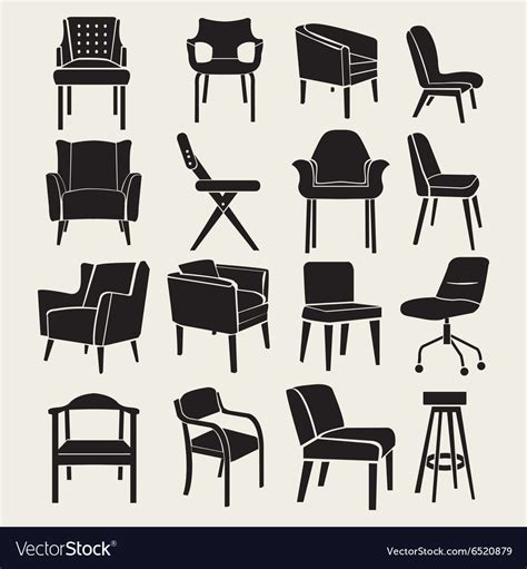 Collection Silhouette Of Chairs Royalty Free Vector Image