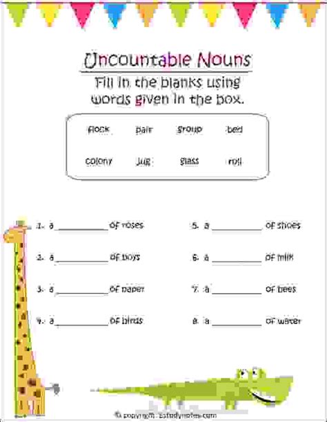 Countable And Uncountable Nouns Worksheets For Grade 1 Pdf Advance