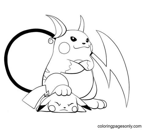 Raichu And Pikachu Coloring Page Free Printable Coloring Pages