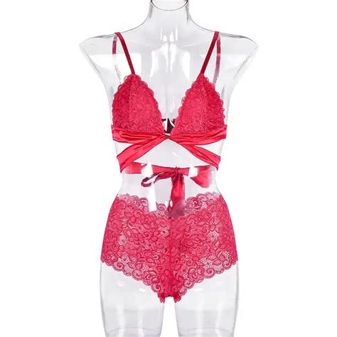 Sexy Lace Bra Set Lingerie Set Two Piece Translucent Bandage Lace Cross Belt Intimates Ladies